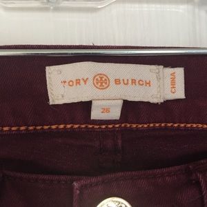 Tory Burch Maroon Skinny Jeans